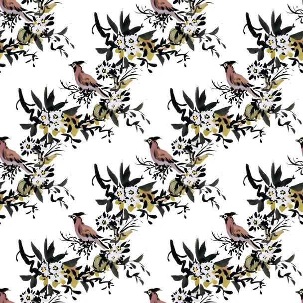 forest birds pattern - Фото, зображення