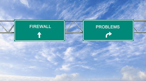 Direction road sign to firewall and problems - Photo, Image