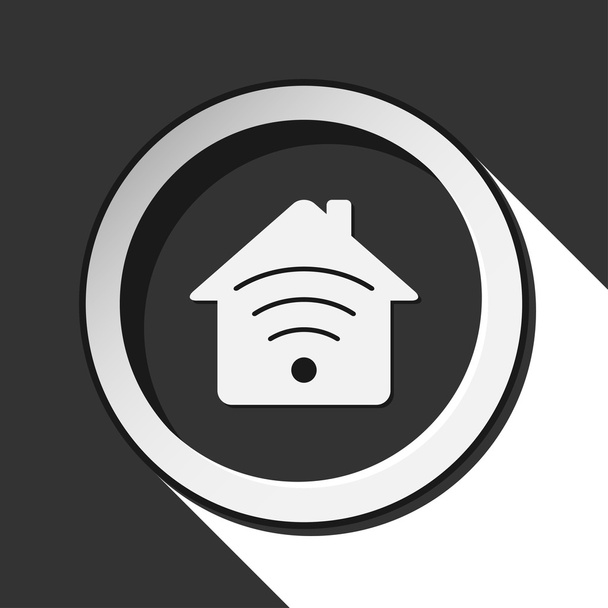 black icon with house with signal and stylized shadow - Wektor, obraz