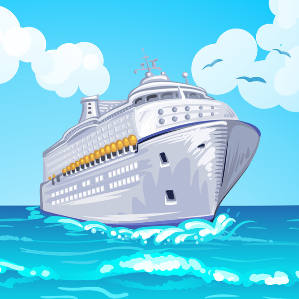 Cruise liner on the sea - Vettoriali, immagini