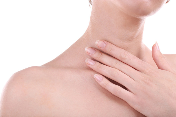 Young woman with neck pain close up - Photo, Image