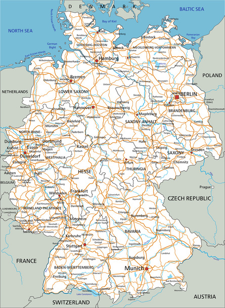 Duitsland routekaart met labeling. - Vector, afbeelding