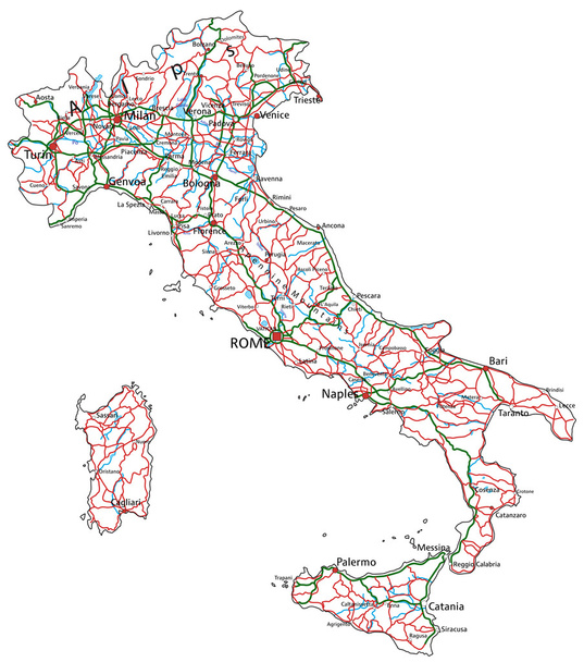 Italia cartina stradale e autostradale
. - Vettoriali, immagini