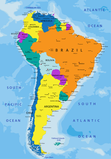 Mappa politica variopinta del Sud America
 - Vettoriali, immagini