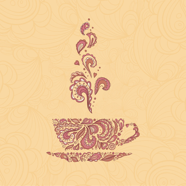 ornamental cup of coffee, tea. - Vektor, Bild