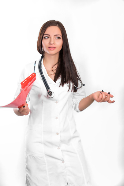 female doctor with  folder - Фото, изображение