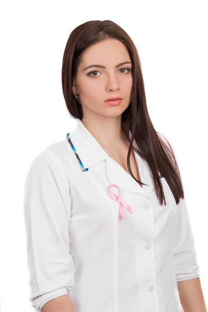 doctor with pink  ribbon - Foto, Imagen