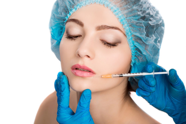 woman receiving  botox injection - Zdjęcie, obraz