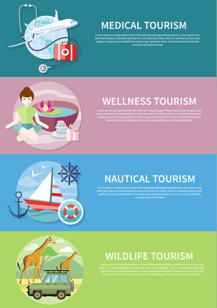 Tierwelt, Wellness, medizinischer und nautischer Tourismus - Vektor, Bild