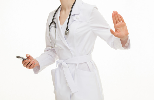Doctor showing disabling gesture - Foto, afbeelding