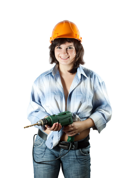 Beauty girl with drill - Photo, Image