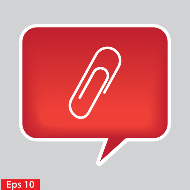 Paper clip sign icon. red glossy button - Vector, Image