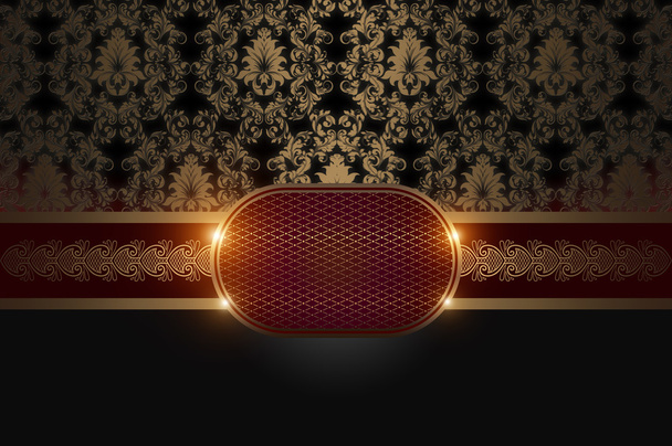 Vintage background with gold patterns and frame. - Foto, afbeelding