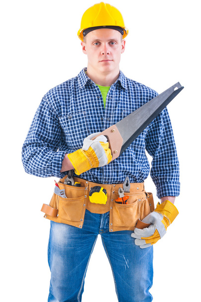 Young carpenter with some tools - Φωτογραφία, εικόνα