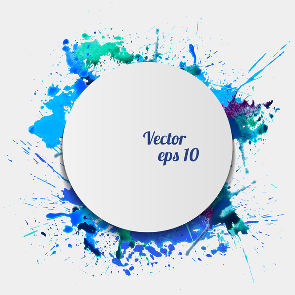 Watercolor splashes background with circle frame for text. - Διάνυσμα, εικόνα