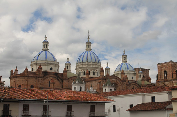 Dômes carrelés de la nouvelle cathédrale, Cuenca, Équateur
 - Photo, image