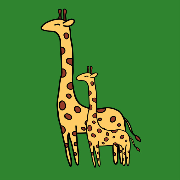 Cute giraffe on green background - Vector, Image