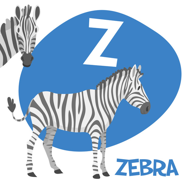 Humour animaux dessin animé vectoriel lettre alphabet fixé pour les enfants. Z est zèbre
   - Vecteur, image