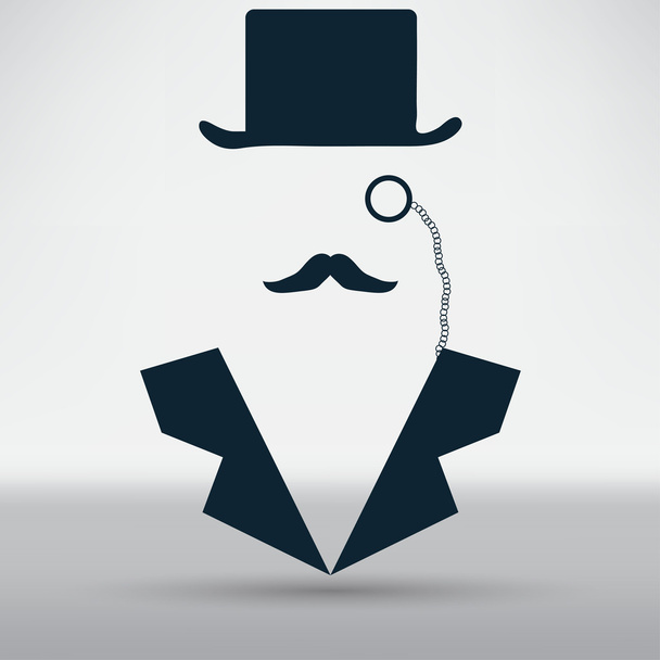 Bowler hat and moustache - Вектор, зображення