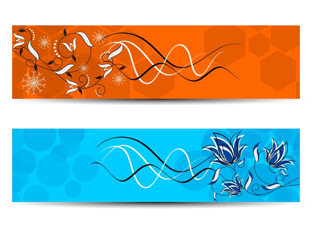 Set of creative floral artwork header or banners for all occasio - Vektör, Görsel