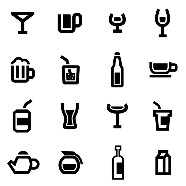 Conjunto de ícones de bebidas pretas vetoriais
 - Vetor, Imagem
