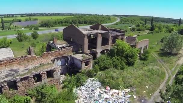 Flight over destroyed  buildings. Aerial - Footage, Video