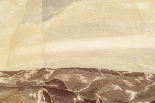 Silk fabric texture, background. Brown and cream stripes - Photo, Image