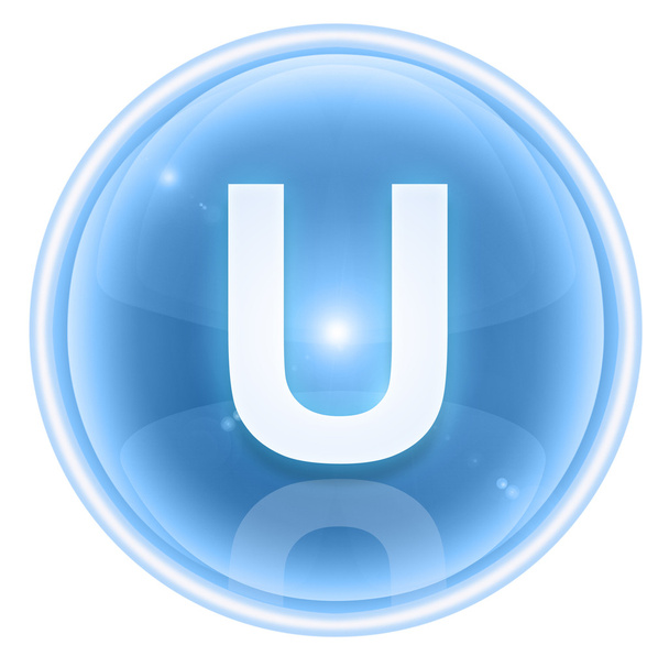 Ice font icon. Letter U, isolated on white background - 写真・画像