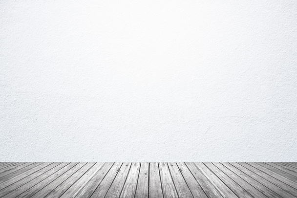 Habitación vacía de pared blanca y suelo de madera
 - Foto, Imagen