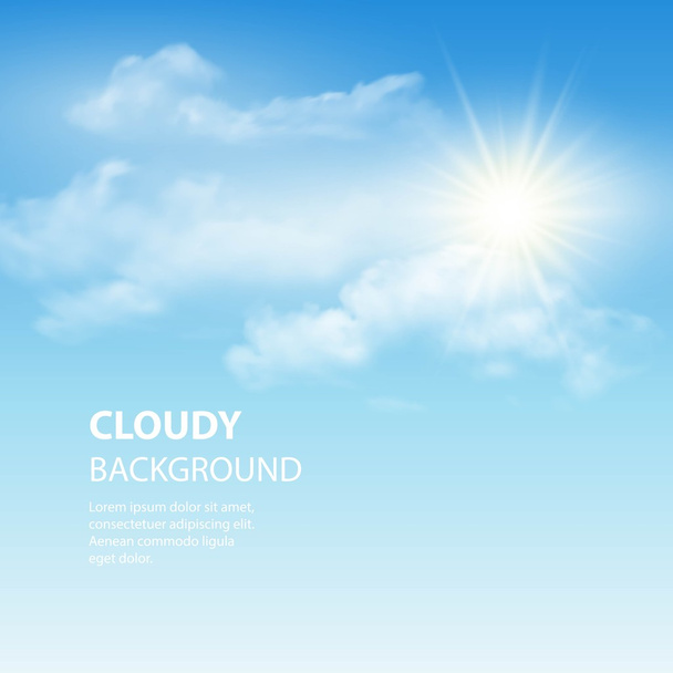 Blue sky background with tiny clouds. Vector illustration - Wektor, obraz
