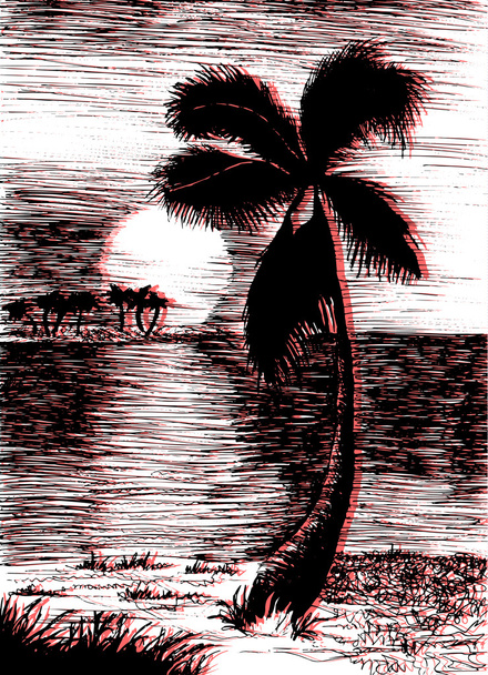 Palma na ostrově - Vektor, obrázek