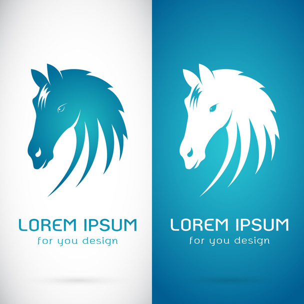 Imagen vectorial de un diseño de caballo sobre fondo blanco y bac azul
 - Vector, imagen