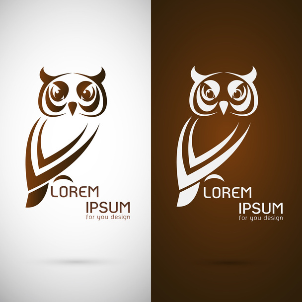 Vector image of an owl design on white background and brown back - Διάνυσμα, εικόνα