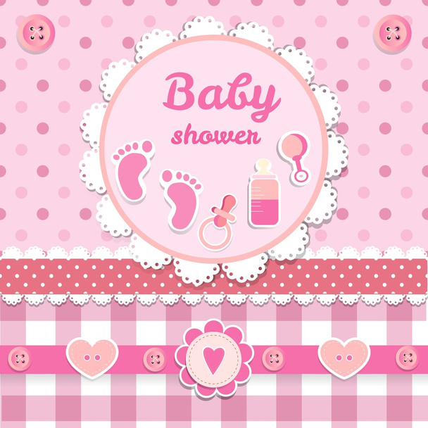 cute Baby shower for girl - Vector, Image