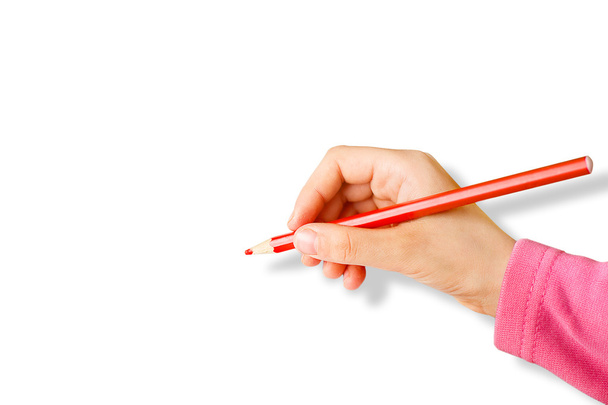 elini tutmak kırmızı kalem beyaz - Fotoğraf, Görsel