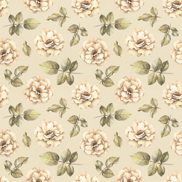 Seamless pattern with drawings of rose flowers - Φωτογραφία, εικόνα
