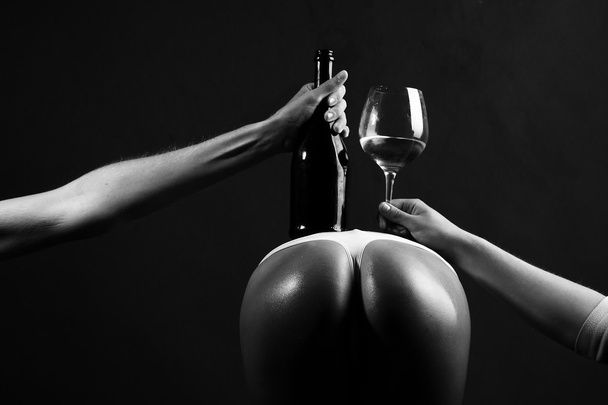 Wine on womans back - Foto, Imagem