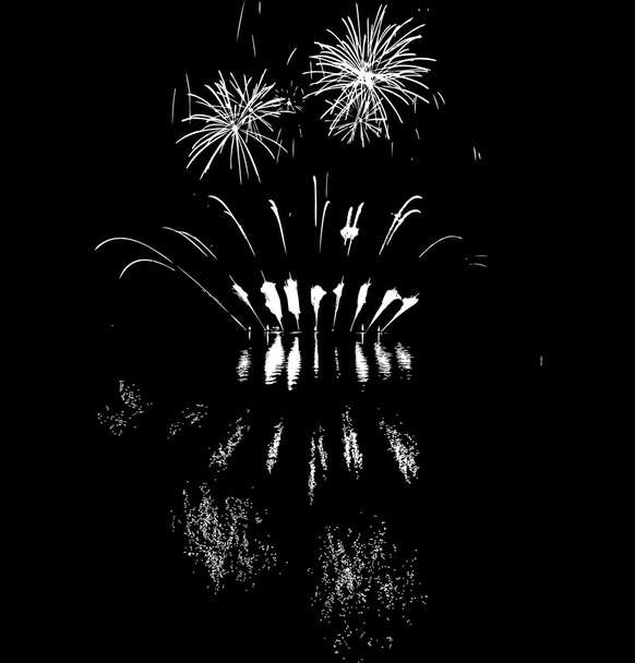 Fuochi d'artificio con riflessione sul lago
 - Vettoriali, immagini
