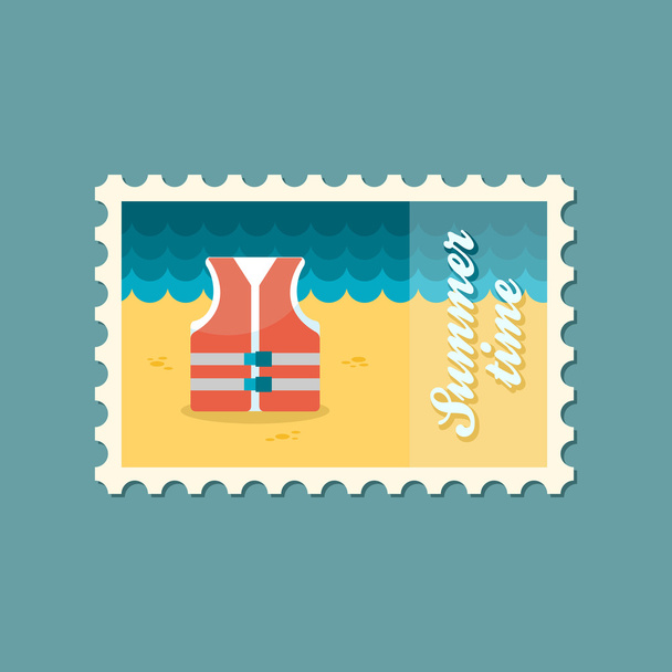 Σωσίβιο επίπεδο γραμματόσημο, καλοκαίρι - Διάνυσμα, εικόνα
