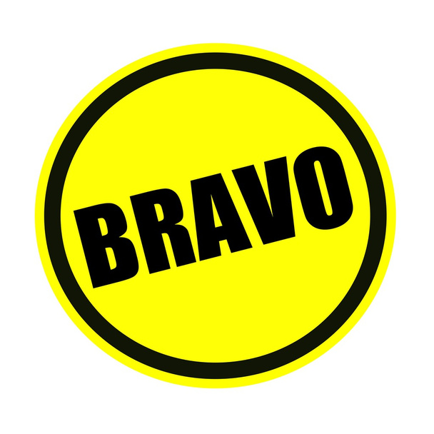 Bravo zwart stempel tekst op geel - Foto, afbeelding