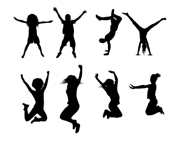 Silhouette kids - Vector, Image