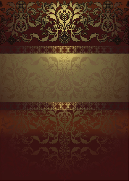 floral pattern  on dark red background - Vecteur, image