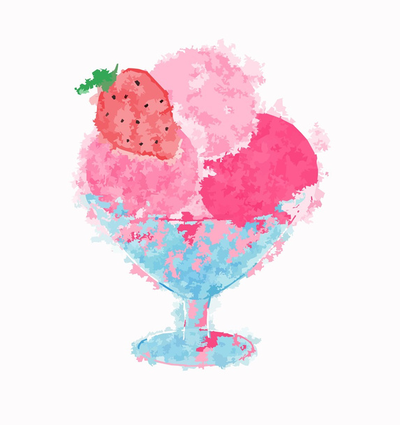 Vector pink strawberry ice cream in blurred style - Vector, Image
