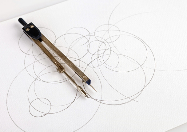 Compass drawing tool sketch raster illustration Stock Illustration
