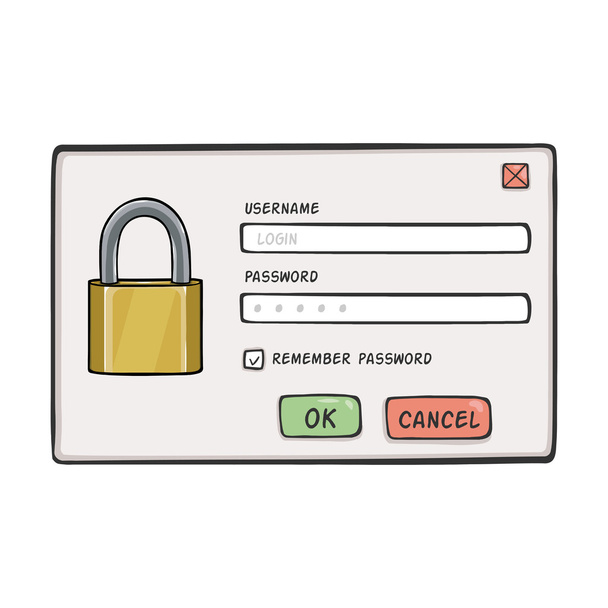 Cartoon Password Dialog - Vector, Image