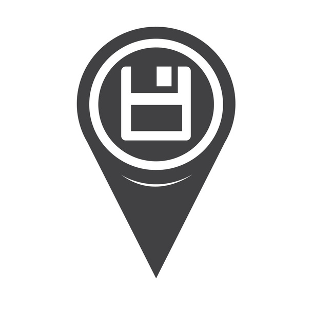 Map Pointer Floppy Disk Icon - Vector, afbeelding
