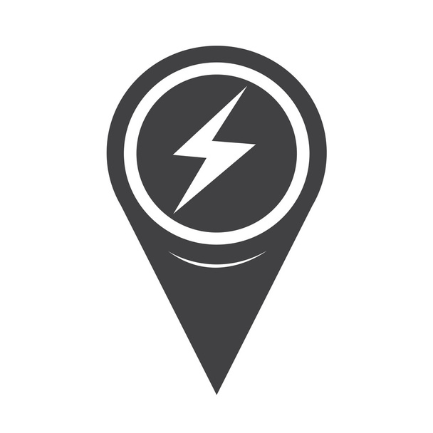 Map Pointer Lightning Icon - Vector, Image