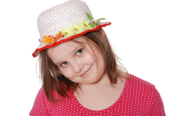 Portrait of little girl wearing a hat ans smiling - Fotó, kép