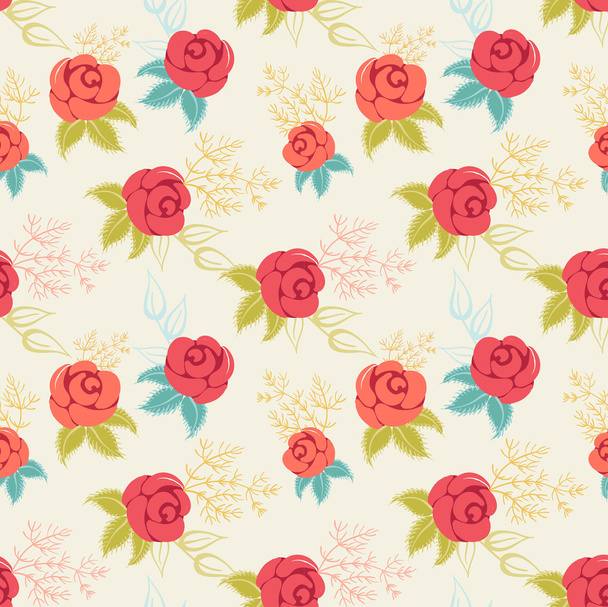 pattern with of red and pink roses - Vector, afbeelding