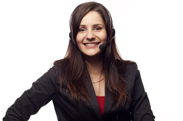 Woman operator with headset - Foto, Imagem